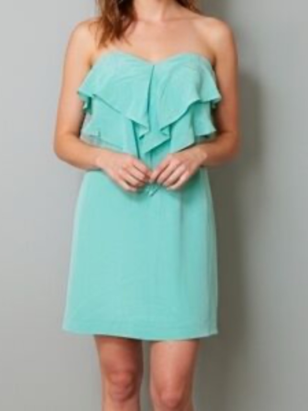 NWT JAY GODFREY Strapless Ruffle Silk Layered Mini Dress 6